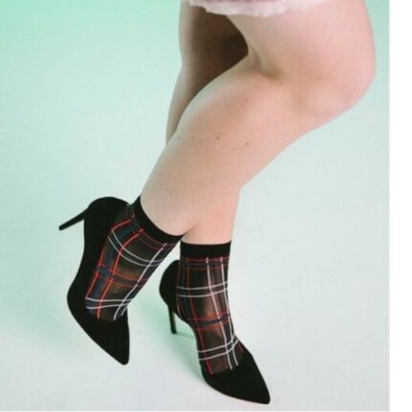 INC International Concepts INC Sheer Plaid Anklet Socks - Picture 4 of 4